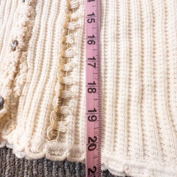 Yesemar Womens Medium Knit Top Sleeveless Cream Organic Cotton Boho Crochet - Picture 8 of 9